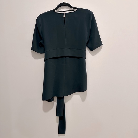 Zara, tie waste T-shirt blouse, dark green, size M, good condition, gently worn - Picture 2 of 3